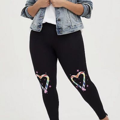 Torrid Women's Plus Size 3 22-24 Premium Legging Candy Heart Black Pants New